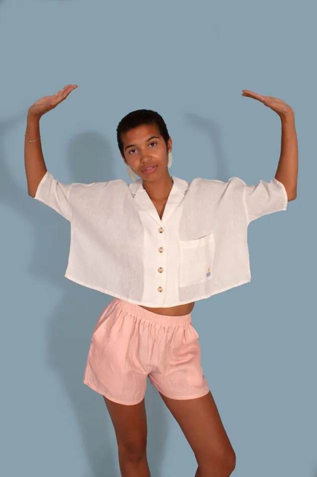 LF Markey Shorts Women Basic Linen Shorts Petal