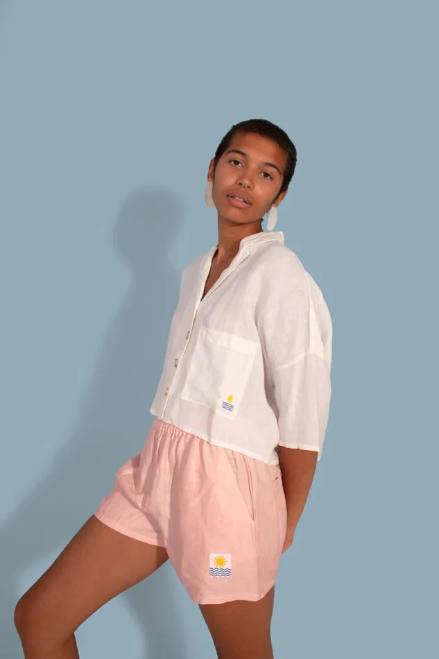 LF Markey Shorts Women Basic Linen Shorts Petal