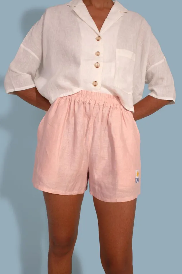 LF Markey Shorts Women Basic Linen Shorts Petal