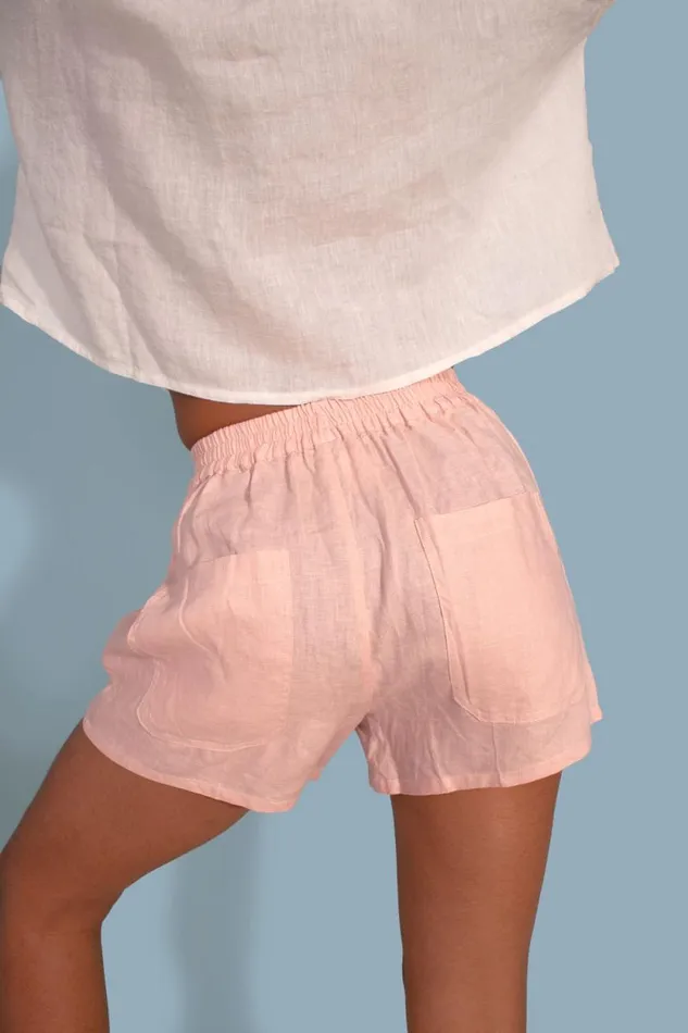 LF Markey Shorts Women Basic Linen Shorts Petal