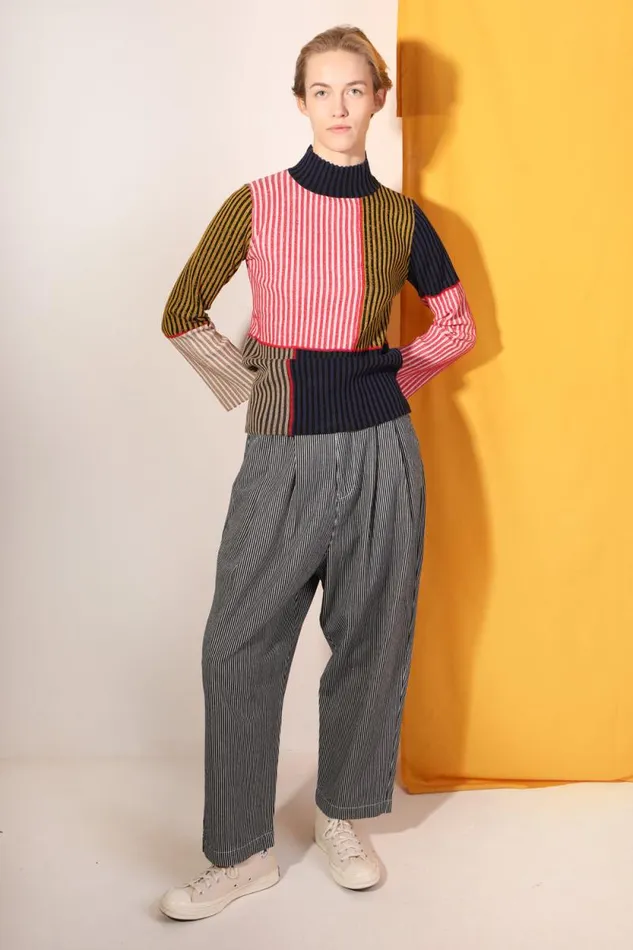 LF Markey Trousers Women Mega Slacks Indigo Stripe