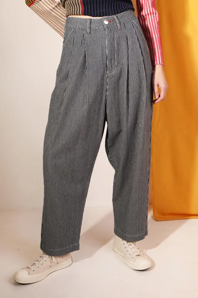 LF Markey Trousers Women Mega Slacks Indigo Stripe