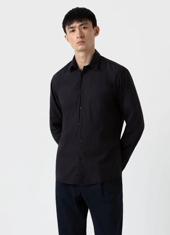 Lightweight Poplin Shirt Black Men SUNSPEL Shirts