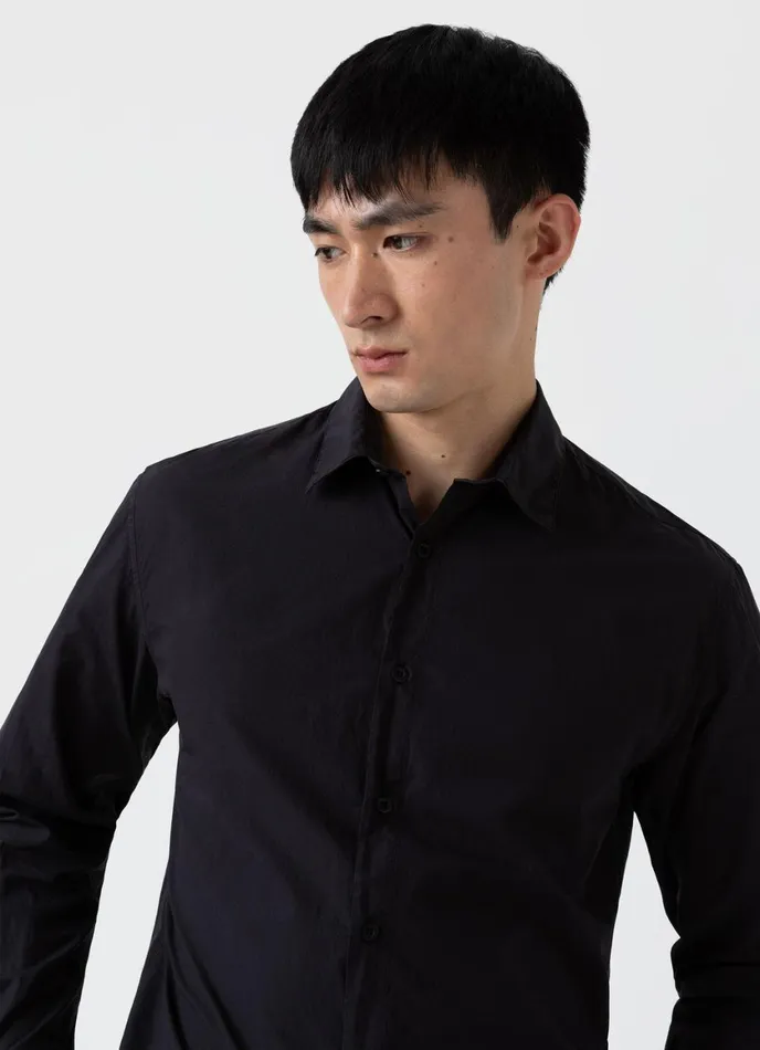 Lightweight Poplin Shirt Black Men SUNSPEL Shirts