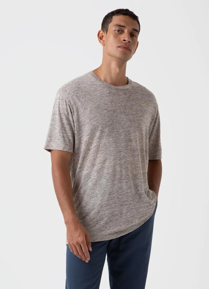 Linen Tshirt Oatmeal Melange Men SUNSPEL Tshirts