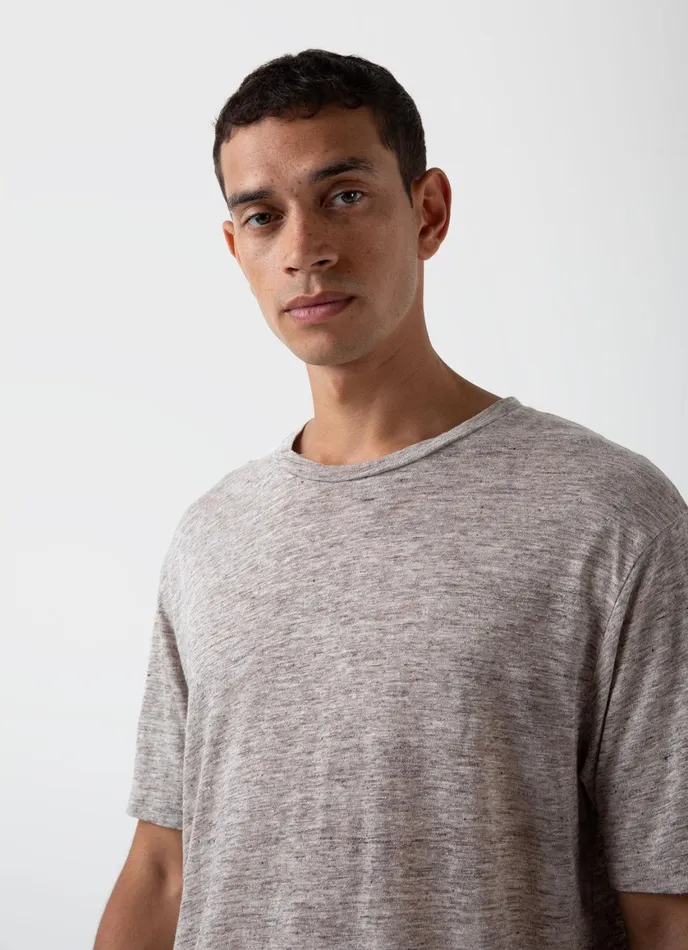 Linen Tshirt Oatmeal Melange Men SUNSPEL Tshirts