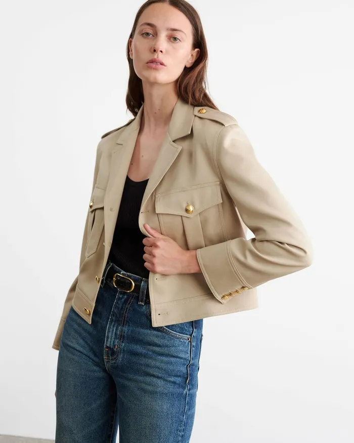 LISE JACKET Roosevelt Khaki Women Nili Lotan Jackets and Blazers