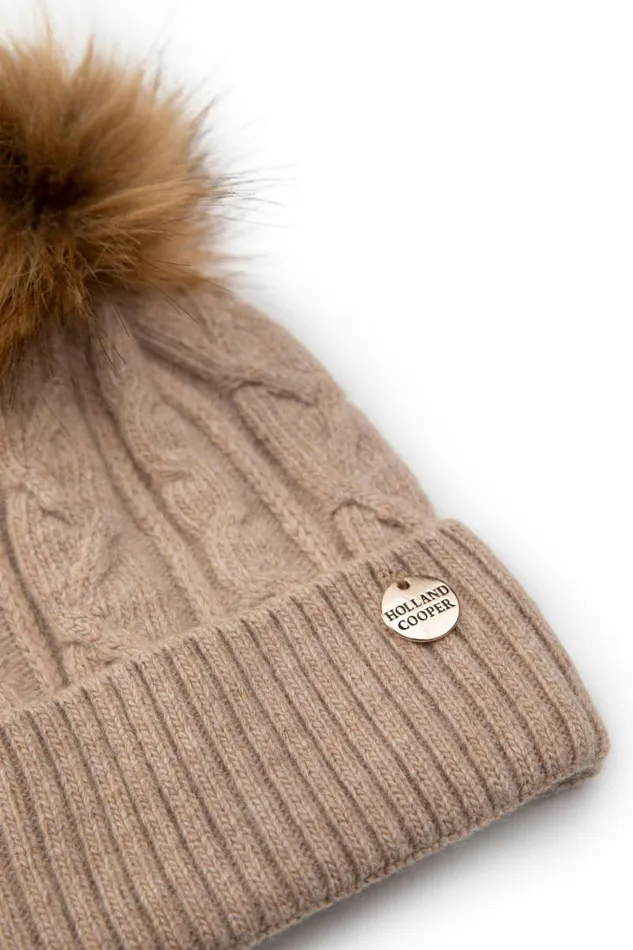 Little Little Gifting Holland Cooper Little Bobble Hat Camel