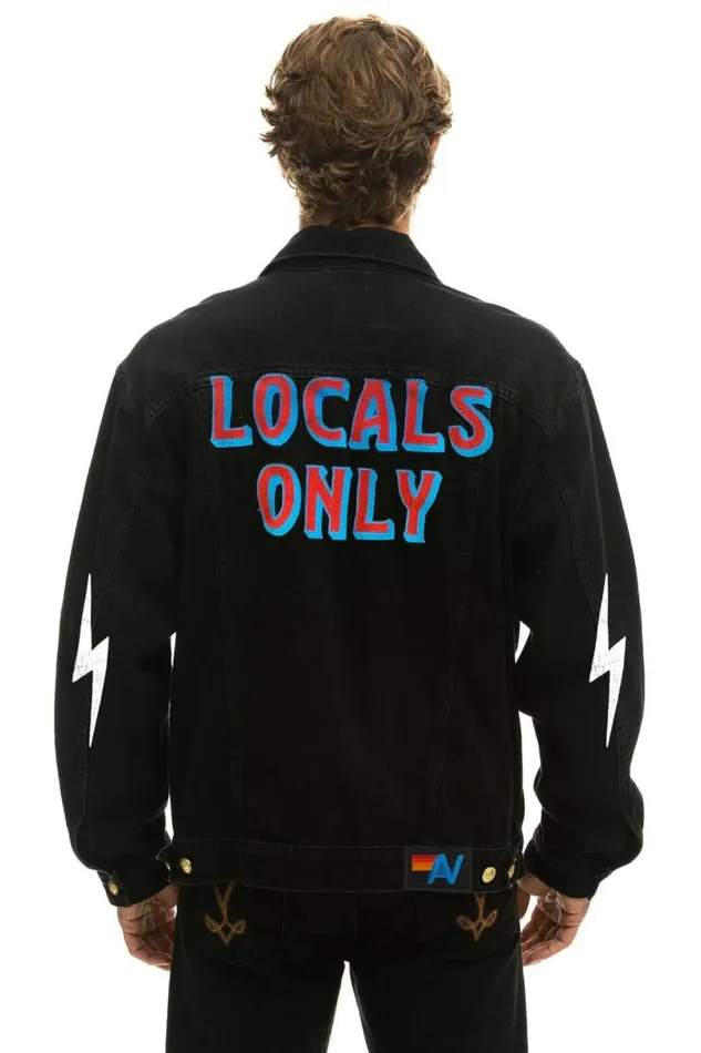 Locals Only Oversized Concert Denim Jacket 8211 Vintage Black WomenMen Aviator Nation Denim