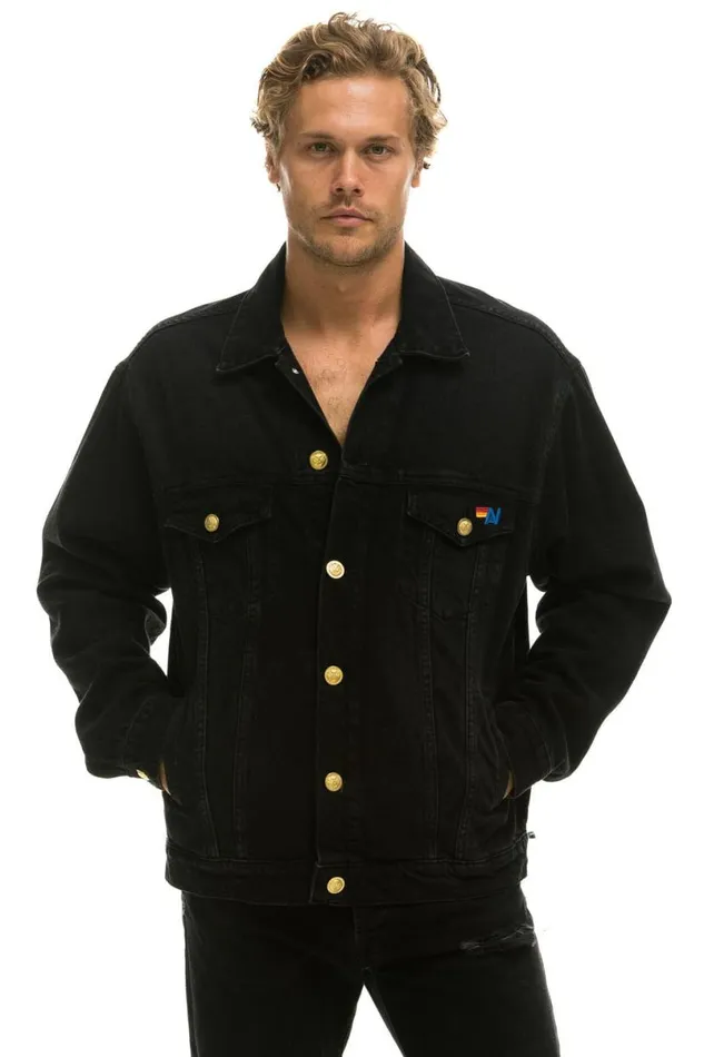 Locals Only Oversized Concert Denim Jacket 8211 Vintage Black WomenMen Aviator Nation Denim