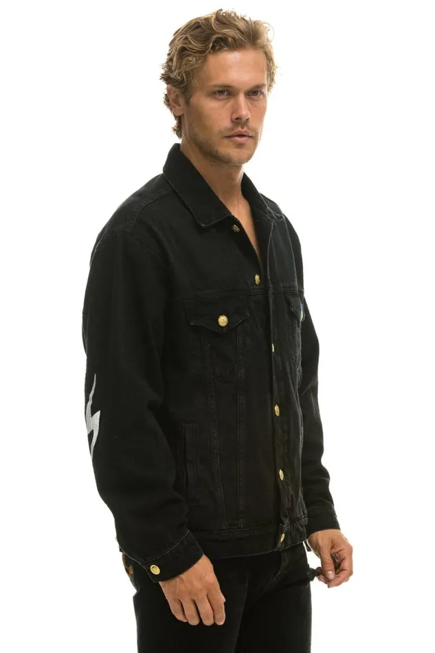 Locals Only Oversized Concert Denim Jacket 8211 Vintage Black WomenMen Aviator Nation Denim