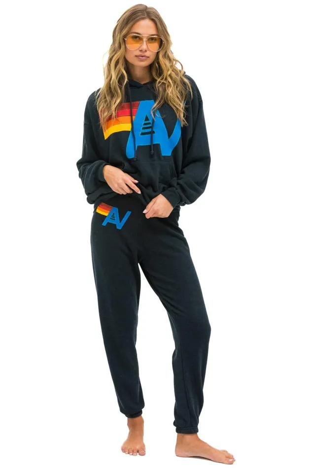 Logo Stitch Pullover Relaxed Hoodie 8211 Charcoal WomenMen Aviator Nation Hoodies