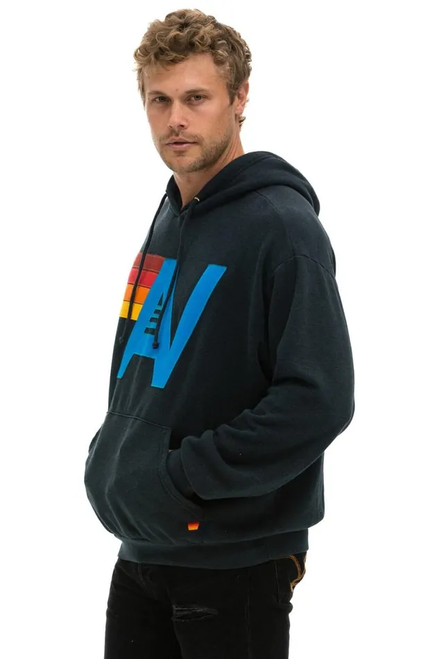 Logo Stitch Pullover Relaxed Hoodie 8211 Charcoal WomenMen Aviator Nation Hoodies