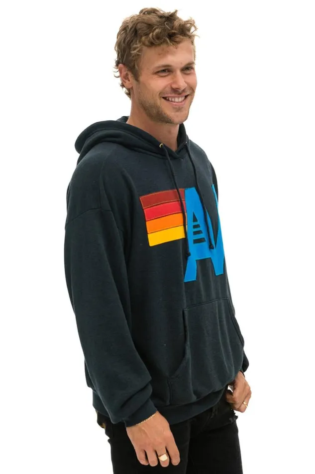 Logo Stitch Pullover Relaxed Hoodie 8211 Charcoal WomenMen Aviator Nation Hoodies