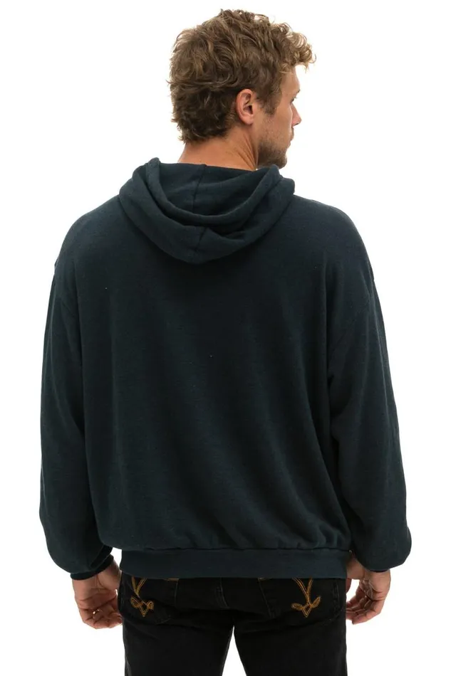 Logo Stitch Pullover Relaxed Hoodie 8211 Charcoal WomenMen Aviator Nation Hoodies