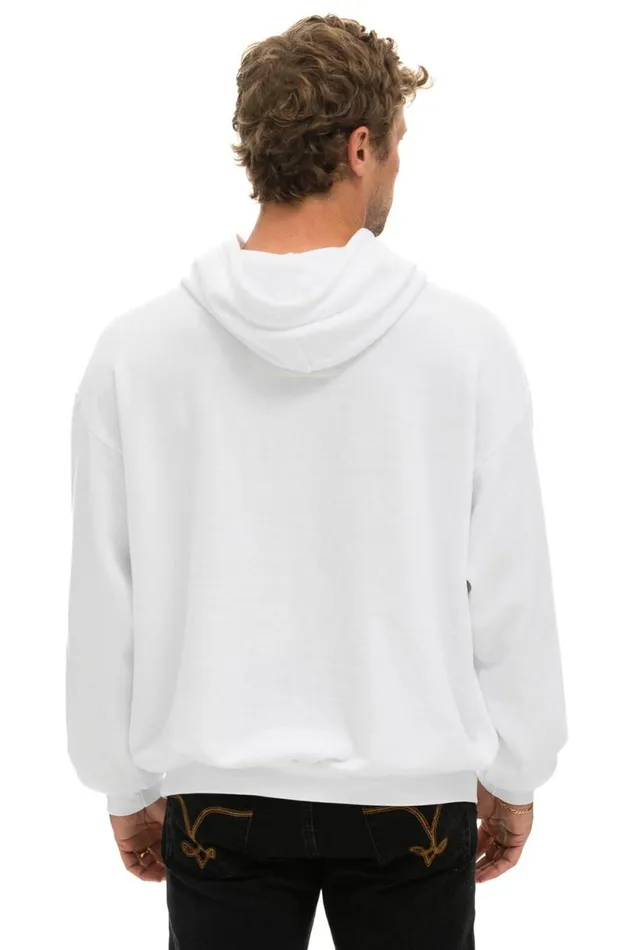 Logo Stitch Pullover Relaxed Hoodie 8211 White WomenMen Aviator Nation Hoodies