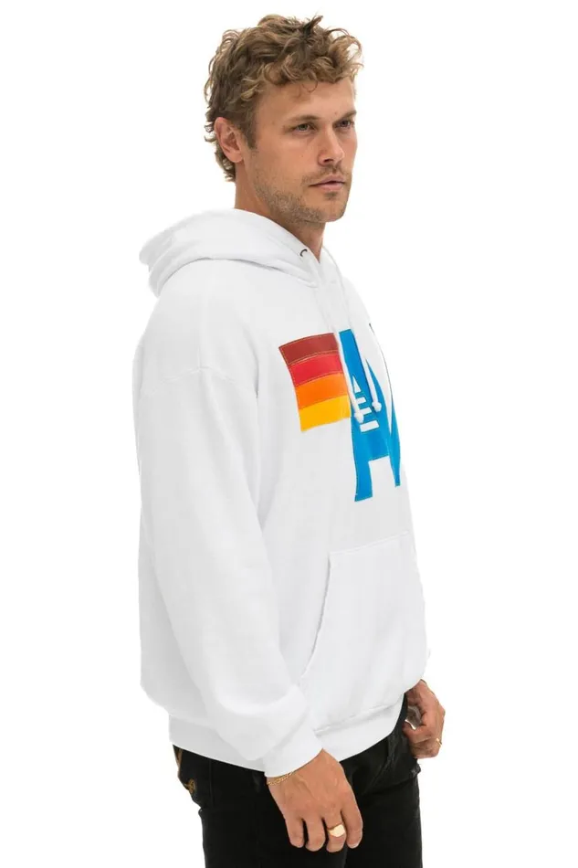 Logo Stitch Pullover Relaxed Hoodie 8211 White WomenMen Aviator Nation Hoodies