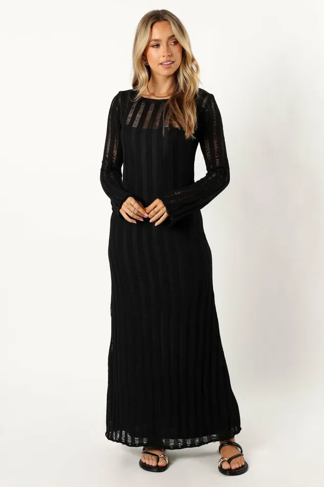 Long Sleeve Dresses Petal and Pup Women Jaye Long Sleeve Maxi Dress Black