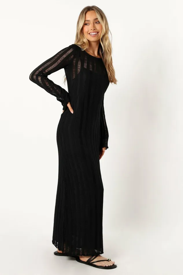 Long Sleeve Dresses Petal and Pup Women Jaye Long Sleeve Maxi Dress Black