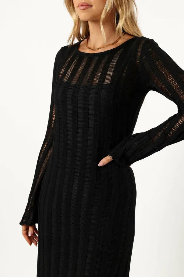 Long Sleeve Dresses Petal and Pup Women Jaye Long Sleeve Maxi Dress Black
