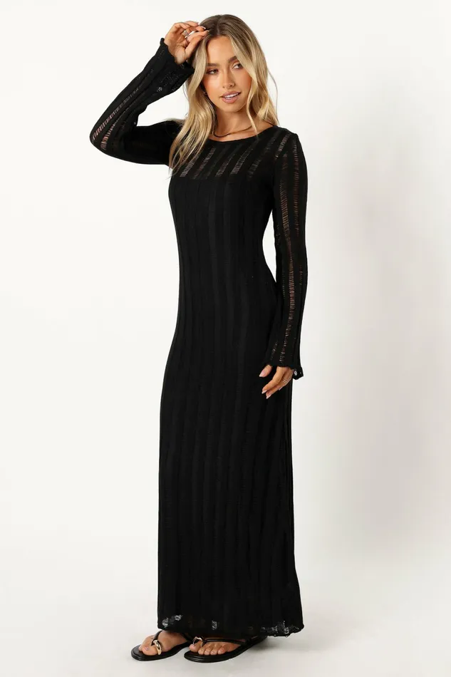 Long Sleeve Dresses Petal and Pup Women Jaye Long Sleeve Maxi Dress Black