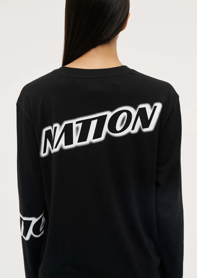 LongSleeveTops TIEBREAK LS TEE IN BLACK PE Nation Women