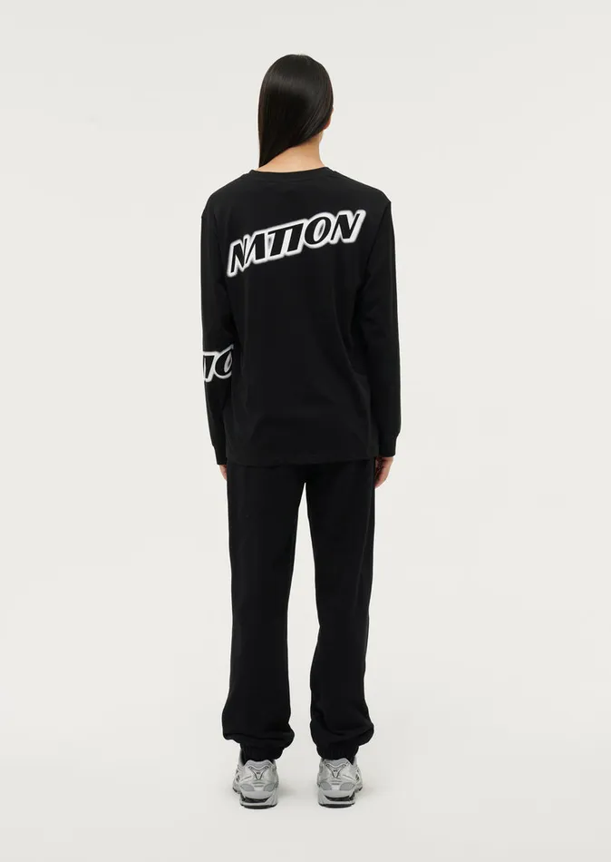 LongSleeveTops TIEBREAK LS TEE IN BLACK PE Nation Women
