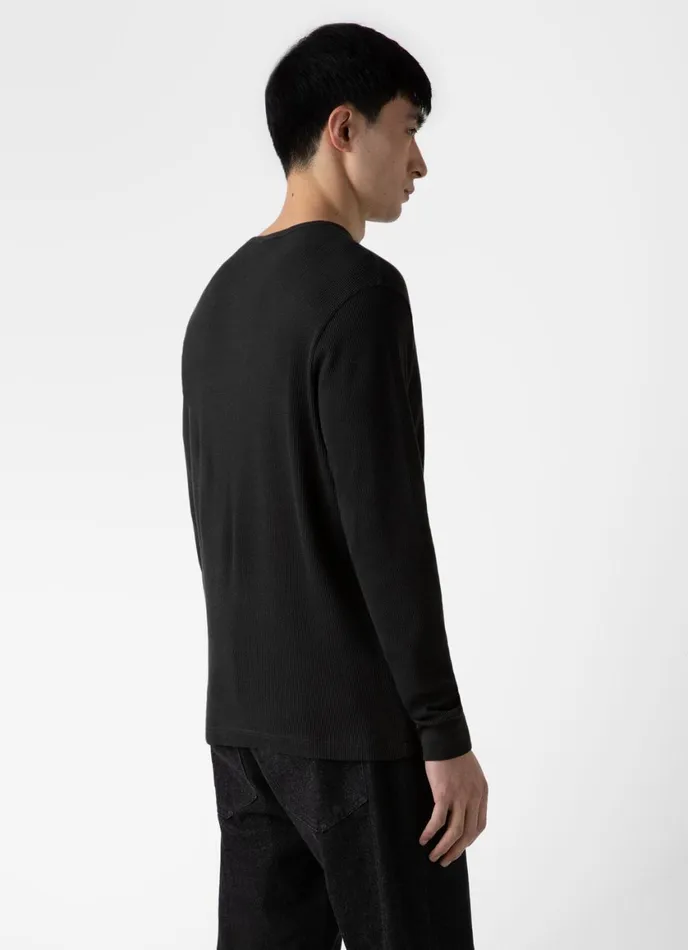 Long Sleeve Waffle Henley Coffee Men SUNSPEL Tshirts