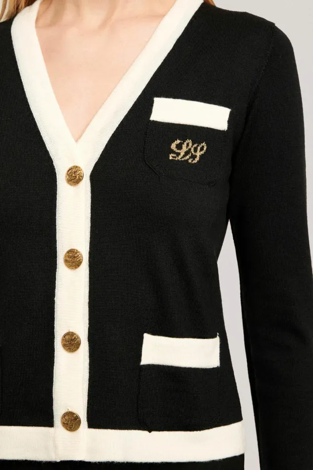Luisa Spagnoli Cardigan Women Moris Blackcreamyellow Luisa Spagnoli Cardigan Women Moris Blackcreamyellow
