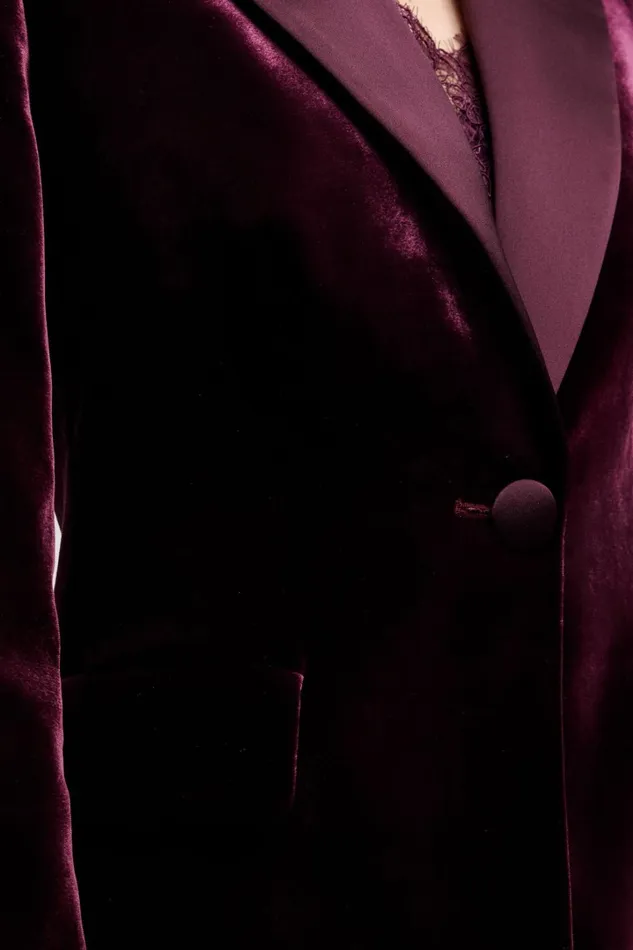 Luisa Spagnoli Jackets and Blazers Women Sfoglia Eggplant Luisa Spagnoli Jackets and Blazers Women Sfoglia Eggplant