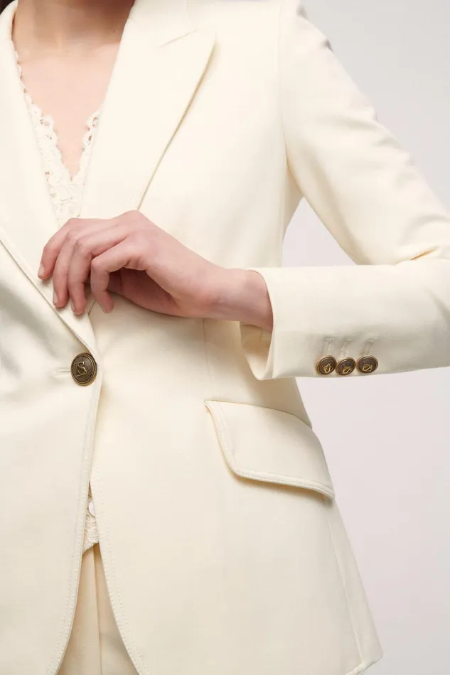 Luisa Spagnoli Jackets and Blazers Women Singolare Cream Luisa Spagnoli Jackets and Blazers Women Singolare Cream