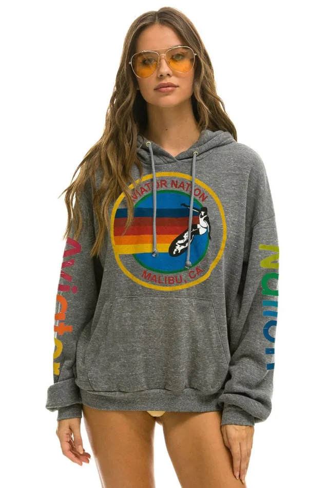 Malibu Relaxed Pullover Hoodie 8211 Heather Grey WomenMen Aviator Nation Hoodies Malibu Relaxed Pullover Hoodie 8211 Heather Grey WomenMen Aviator Nation Hoodies