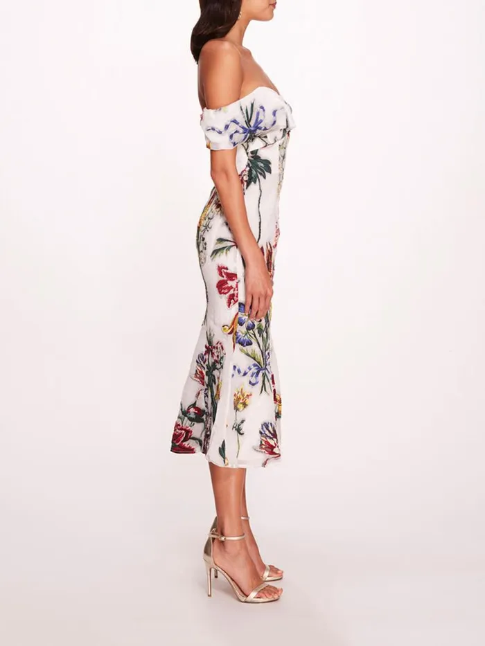 Marchesa Marchesa Notte Alexander Midi Dress Ivory Multi 8211 Women