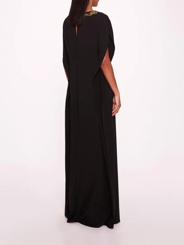 Marchesa Marchesa Notte Embroidered Crepe Kaftan Black 8211 Women