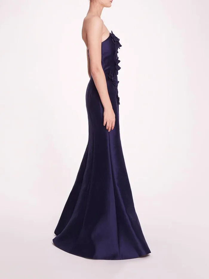 Marchesa Marchesa Notte Floral Mikado Gown Navy 8211 Women
