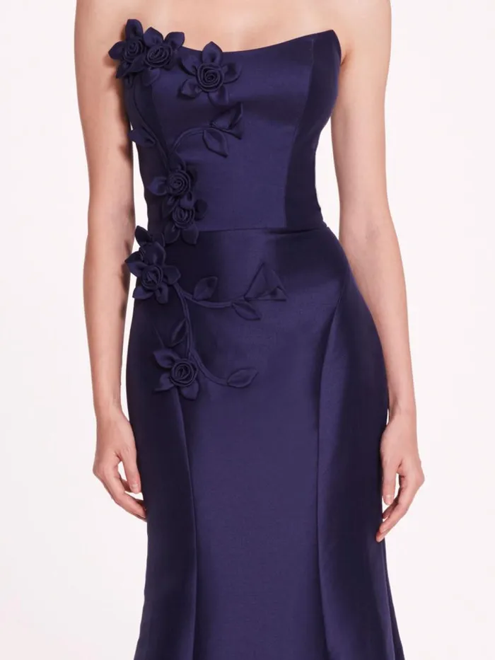 Marchesa Marchesa Notte Floral Mikado Gown Navy 8211 Women