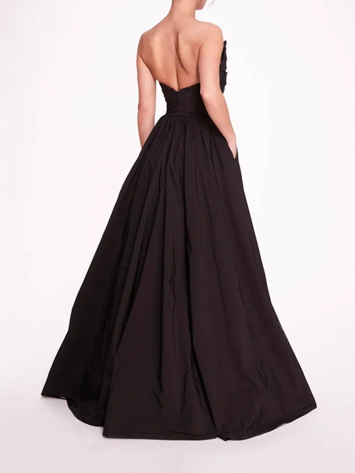 Marchesa Marchesa Notte Pleated Taffeta Gown Black 8211 Women