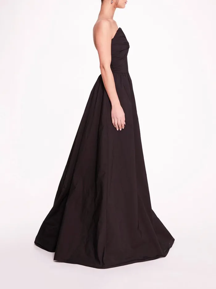 Marchesa Marchesa Notte Pleated Taffeta Gown Black 8211 Women