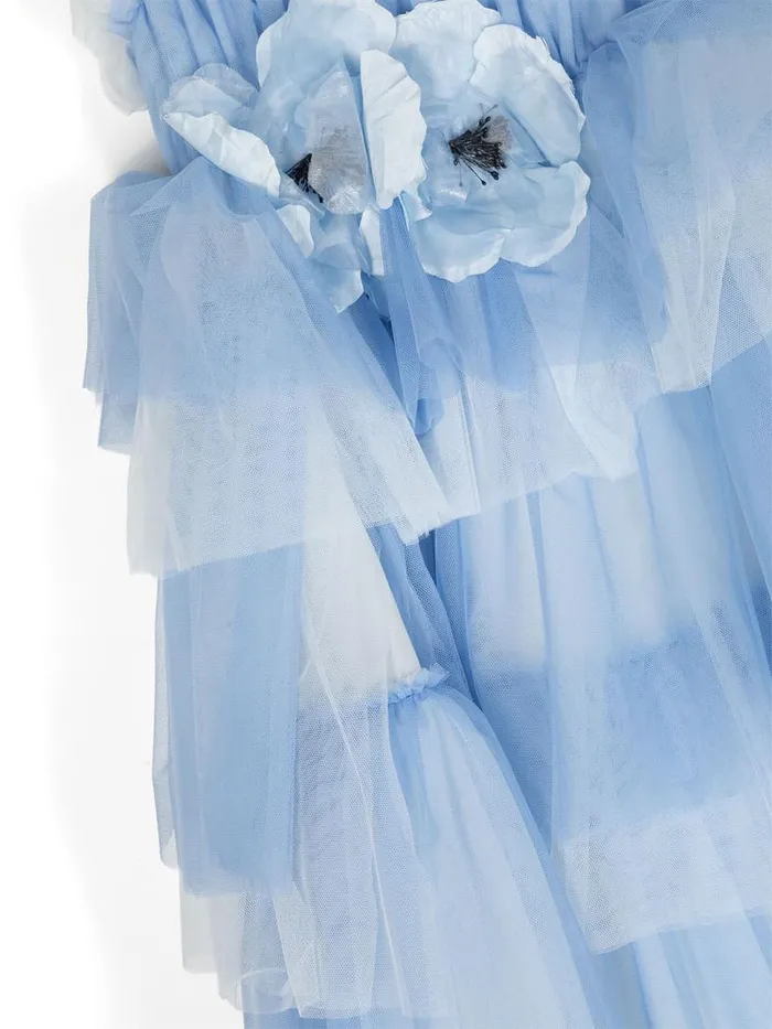 Marchesa Midi Dresses FlowerEmbellished Tulle Gown Light Blue 8211 Kids Marchesa Midi Dresses FlowerEmbellished Tulle Gown Light Blue 8211 Kids