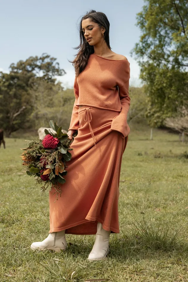 Matching Sets Petal and Pup Women Rooney Knit Skirt Cinnamon