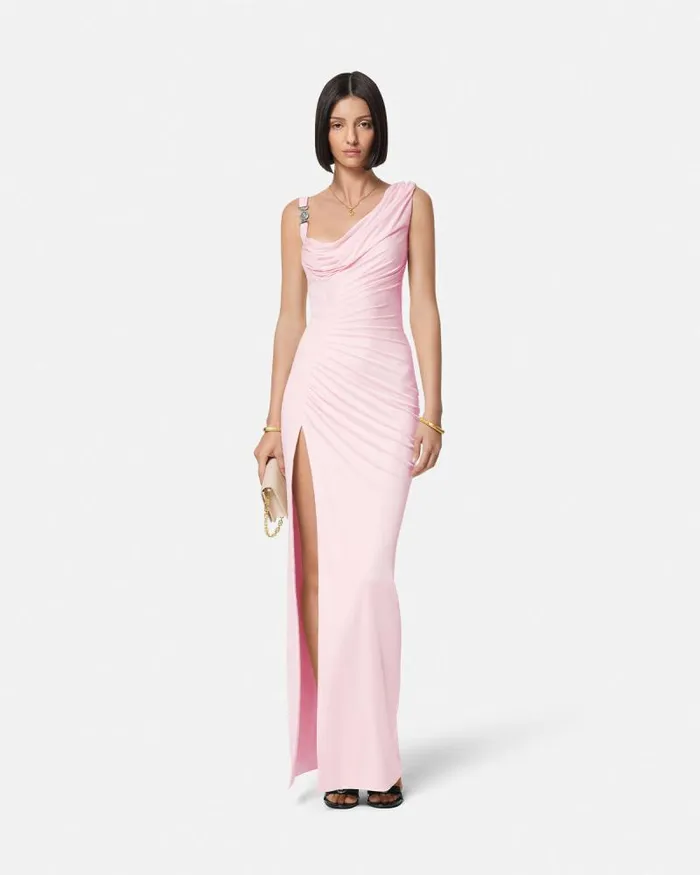 Medusa 03995 Draped Gown Light Pink Women Versace Dresses