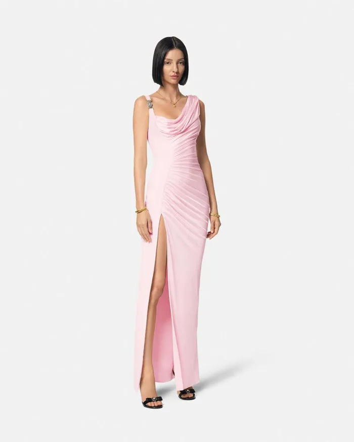 Medusa 03995 Draped Gown Light Pink Women Versace Dresses