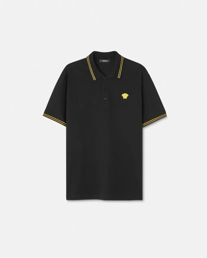 Medusa Polo Shirt Black Men Versace TShirts and Polos