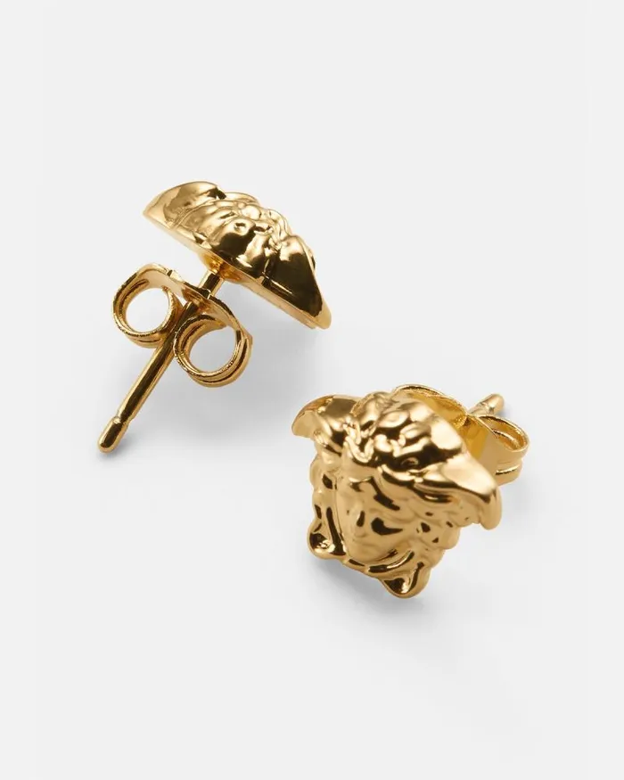 Medusa Stud Earrings Warm Gold WomenMen Versace Earrings