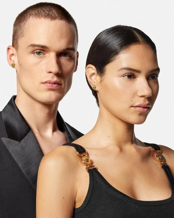 Medusa Stud Earrings Warm Gold WomenMen Versace Earrings