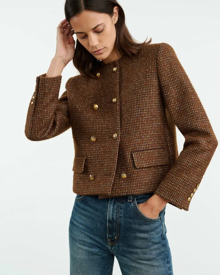 MELANIE JACKET Saddle Check Women Nili Lotan Jackets and Blazers