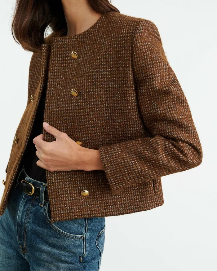 MELANIE JACKET Saddle Check Women Nili Lotan Jackets and Blazers