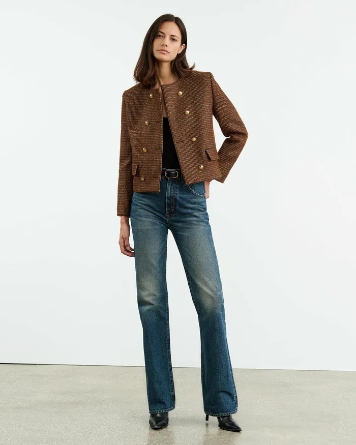 MELANIE JACKET Saddle Check Women Nili Lotan Jackets and Blazers