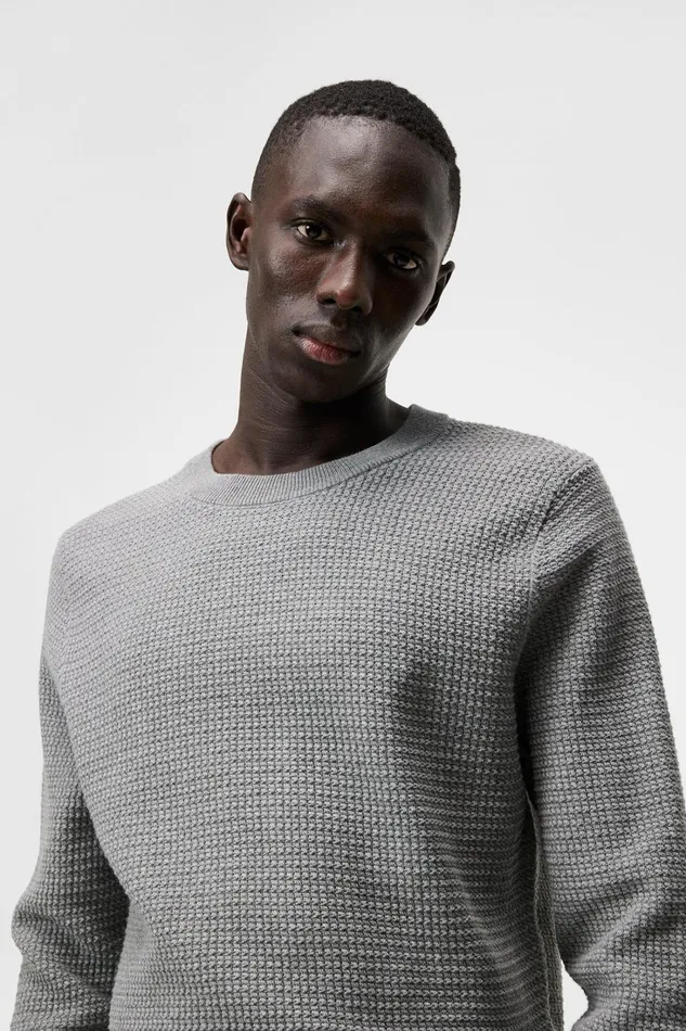 Men Arthur Knit Org Cotton Light Grey Melange JLindeberg Knitwear Men Arthur Knit Org Cotton Light Grey Melange JLindeberg Knitwear