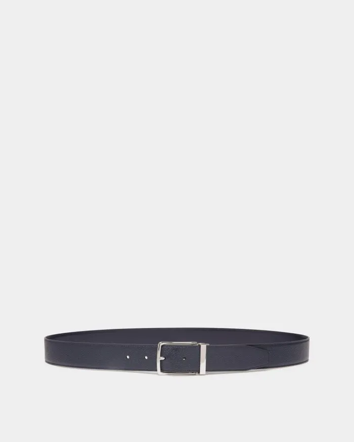 Men Bally Belts Ketter 35mm Reversible And Adjustable Belt In Navy Blue Leather Blue